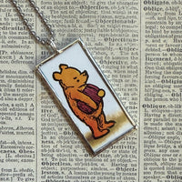 Winnie the Pooh childrens' book illustrations up-cycled to hand-soldered glass pendant
