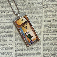Winnie the Pooh childrens' book illustrations up-cycled to hand-soldered glass pendant