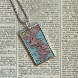Korea vintage map, hand-soldered glass pendant