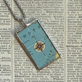 Korea vintage map, hand-soldered glass pendant