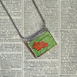 Houston, vintage map, hand-soldered glass pendant