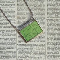 Houston, vintage map, hand-soldered glass pendant