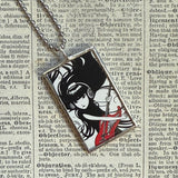 Emily the Strange, vintage illustrations up-cycled to soldered glass pendant