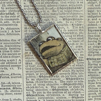 Frog and Toad, vintage children's book illustrations, up-cycled to soldered glass pendant
