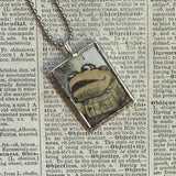 Frog and Toad, vintage children's book illustrations, up-cycled to soldered glass pendant