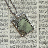Frog and Toad, vintage children's book illustrations, up-cycled to soldered glass pendant