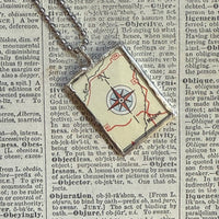 Yosemite National Park, vintage map, hand-soldered glass pendant