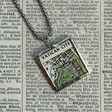 Vatican City, Rome vintage map, hand-soldered glass pendant