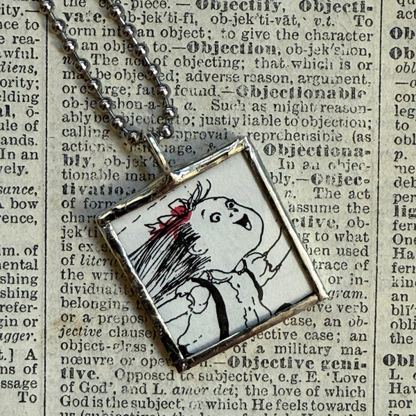 Eloise, vintage illustrations, up-cycled to soldered glass pendant