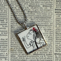 Eloise, vintage illustrations, up-cycled to soldered glass pendant