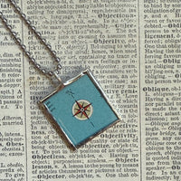 Stockholm Sweden vintage map, hand-soldered glass pendant