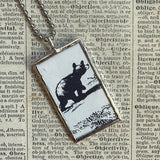 Blueberries for Sal, vintage illustrations, up-cycled to soldered glass pendant