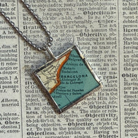 Barcelona, vintage map, hand-soldered glass pendant