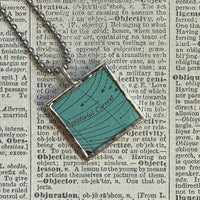 Barcelona, vintage map, hand-soldered glass pendant