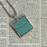 Barcelona, vintage map, hand-soldered glass pendant