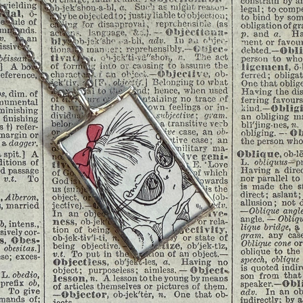 Eloise, vintage illustrations, up-cycled to soldered glass pendant