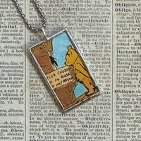 Winnie the Pooh childrens' book illustrations up-cycled to hand-soldered glass pendant