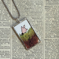 Winnie the Pooh childrens' book illustrations up-cycled to hand-soldered glass pendant