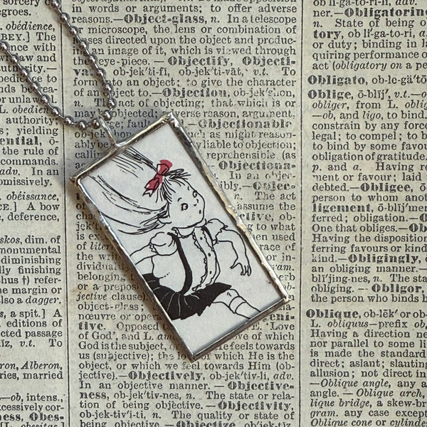 Eloise, vintage illustrations, up-cycled to soldered glass pendant