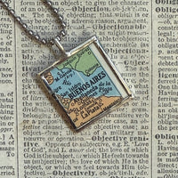 Buenos Aires vintage map, hand-soldered glass pendant