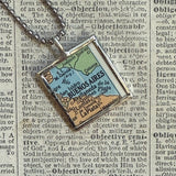 Buenos Aires vintage map, hand-soldered glass pendant