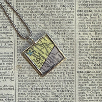 New York City, vintage map, hand-soldered glass pendant