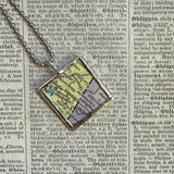 New York City, vintage map, hand-soldered glass pendant