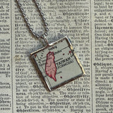 Taiwan, South China Sea, vintage map, hand-soldered glass pendant
