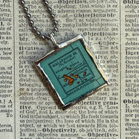 Galapagos Islands vintage map, hand-soldered glass pendant