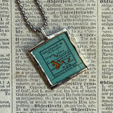 Galapagos Islands vintage map, hand-soldered glass pendant