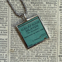 Galapagos Islands vintage map, hand-soldered glass pendant