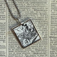 Mickey Mouse, vintage illustrations, up-cycled to soldered glass pendant