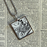 Mickey Mouse, vintage illustrations, up-cycled to soldered glass pendant