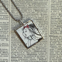 Eloise, vintage illustrations, up-cycled to soldered glass pendant