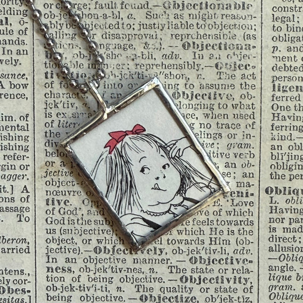 Eloise, vintage illustrations, up-cycled to soldered glass pendant