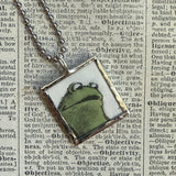 Frog and Toad, vintage children's book illustrations, up-cycled to soldered glass pendant