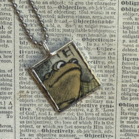 Frog and Toad, vintage children's book illustrations, up-cycled to soldered glass pendant