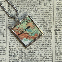 San Francisco, Oakland, vintage map, hand-soldered glass pendant