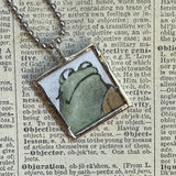 Frog and Toad, vintage children's book illustrations, up-cycled to soldered glass pendant