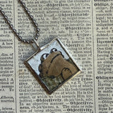 Frog and Toad, vintage children's book illustrations, up-cycled to soldered glass pendant