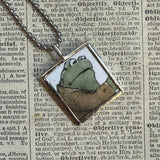 Frog and Toad, vintage children's book illustrations, up-cycled to soldered glass pendant