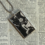 Fairies, vintage children's book illustration up-cycled to soldered glass pendant