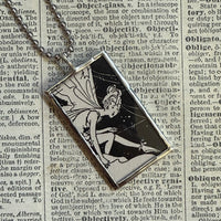 Fairies, vintage children's book illustration up-cycled to soldered glass pendant