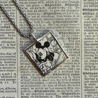 Mickey Mouse, vintage illustrations, up-cycled to soldered glass pendant