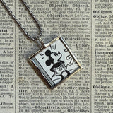 Mickey Mouse, vintage illustrations, up-cycled to soldered glass pendant