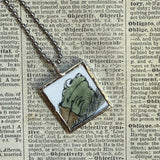 Frog and Toad, vintage children's book illustrations, up-cycled to soldered glass pendant