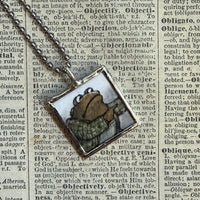 Frog and Toad, vintage children's book illustrations, up-cycled to soldered glass pendant