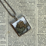 Frog and Toad, vintage children's book illustrations, up-cycled to soldered glass pendant