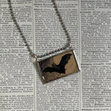 Vampire bat, vintage illustration, up-cycled to hand-soldered glass pendant