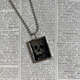 Skeleton / Skull, devil - vintage illustrations up-cycled to soldered glass pendant